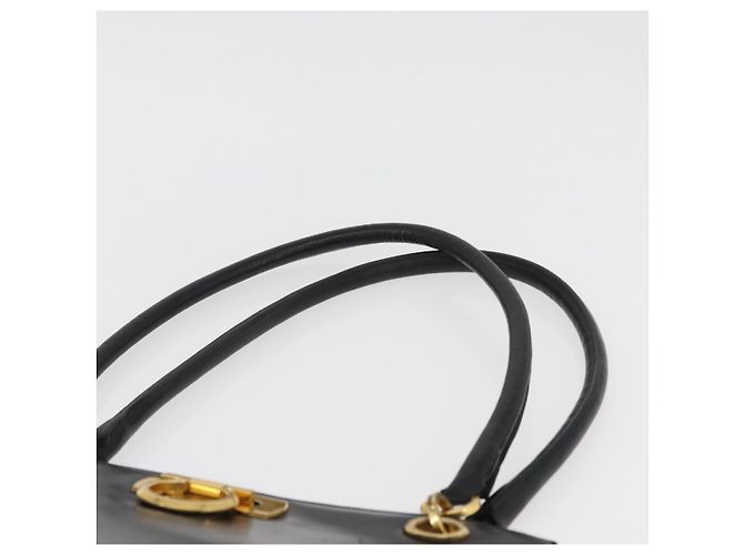 Bolsa de Ombro Gancini em Couro Preto e Dourado Salvatore Ferragamo Auth ARZ826 - vista 8
