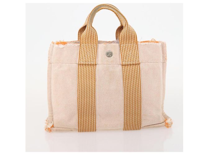 Hermès HERMES Fourre Tout PM Borsa a Mano Tela 2 Set Arancione Nero Auth 174217 - vista 10