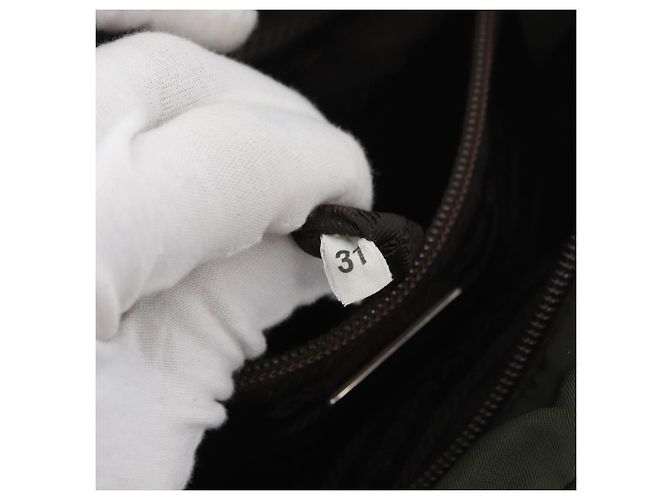 PRADA Borsa a mano in nylon khaki argento Auth ARZ822 Cachi - vista 12