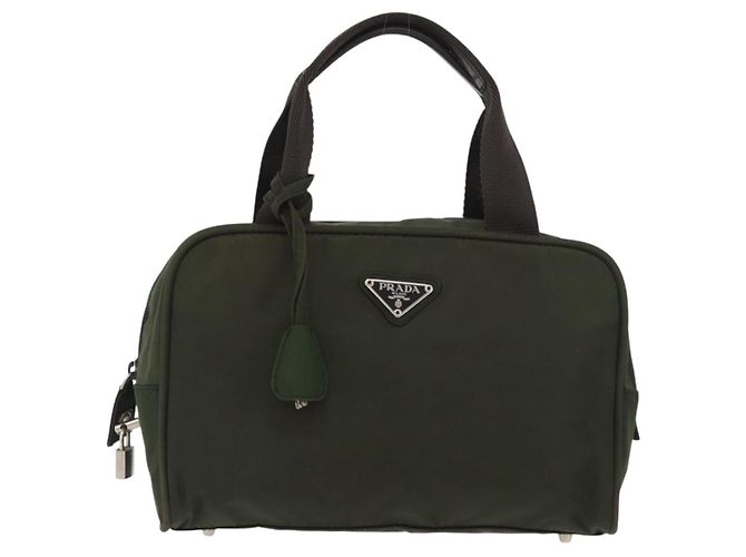 PRADA Borsa a mano in nylon khaki argento Auth ARZ822 Cachi - vista 13