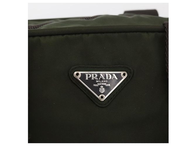 PRADA Borsa a mano in nylon khaki argento Auth ARZ822 Cachi - vista 18