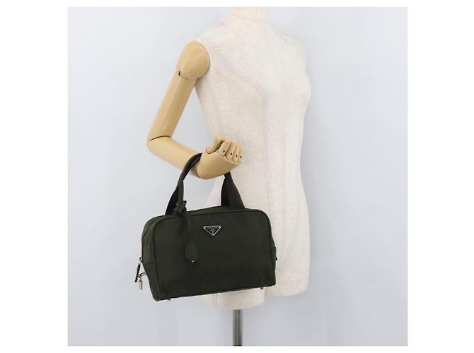 PRADA Borsa a mano in nylon khaki argento Auth ARZ822 Cachi - vista 24