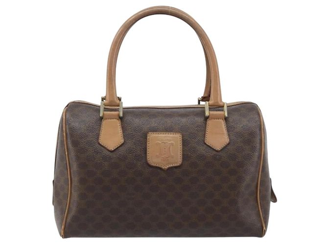 Céline Borsa a mano in tela Macadam CELINE in pelle PVC marrone oro Auth YKZ044 D'oro - vista 13