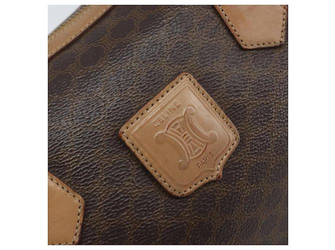 Céline Borsa a mano in tela Macadam CELINE in pelle PVC marrone oro Auth YKZ044 D'oro - vista 18