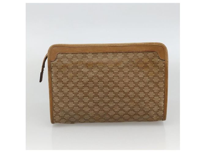 Céline Clutch in tela Macadam CELINE PVC 2 pezzi Marrone Beige Auth 174311 - vista 10