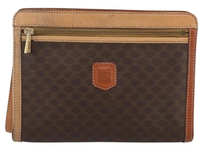 Céline Clutch in tela Macadam CELINE PVC 2 pezzi Marrone Beige Auth 174311 - vista 2
