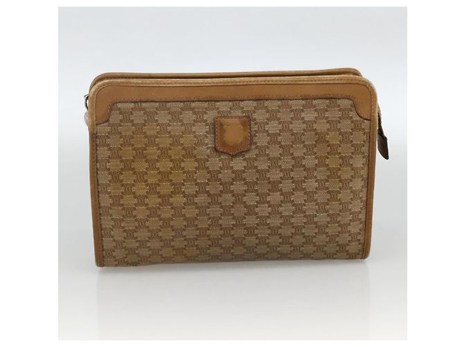 Céline Clutch in tela Macadam CELINE PVC 2 pezzi Marrone Beige Auth 174311 - vista 9