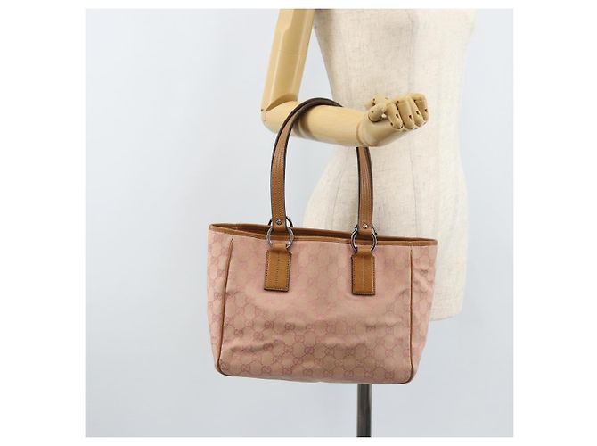 Borsa Tote GG Canvas Gucci Rosa Argento 113019 Auth AMZ077 - vista 22