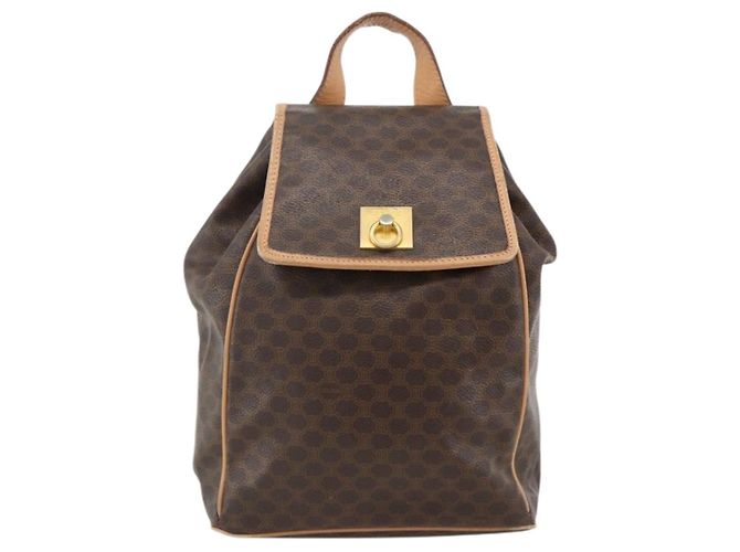 Céline CELINE Macadam Canvas Backpack PVC Leather Brown Gold Auth ARZ862 Golden - view 13