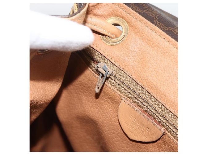 Céline CELINE Macadam Canvas Backpack PVC Leather Brown Gold Auth ARZ862 Golden - view 20
