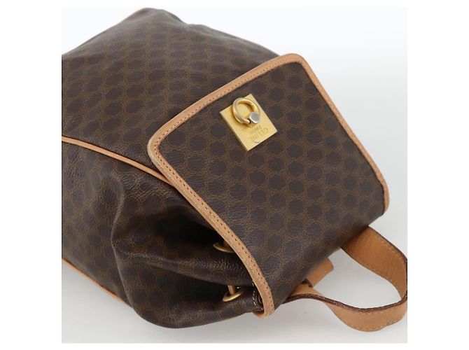 Céline CELINE Macadam Canvas Backpack PVC Leather Brown Gold Auth ARZ862 Golden - view 6