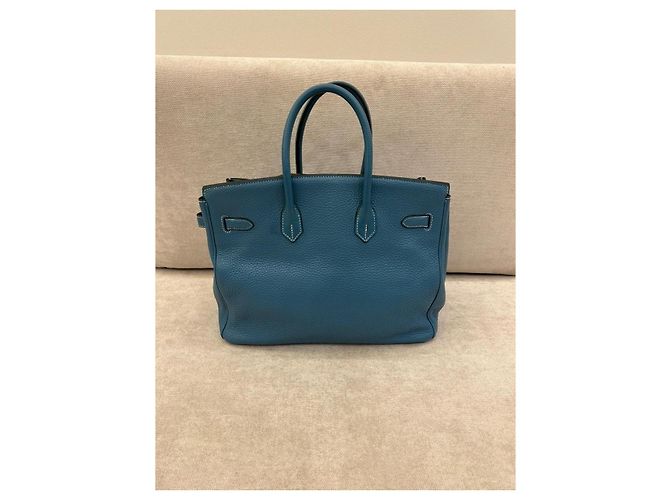 Hermès Birkin 35 in pelle Togo Blu Jean con palladio - vista 2