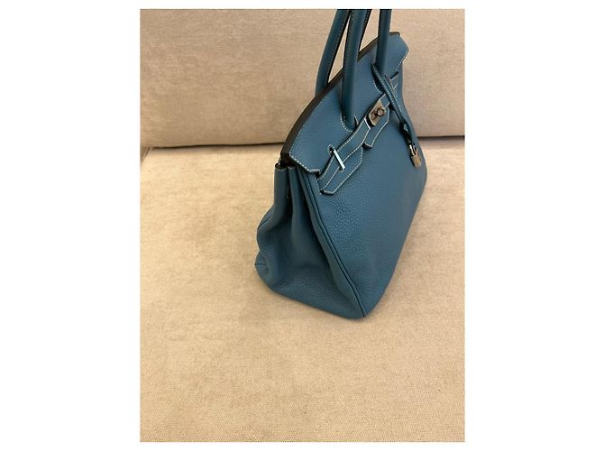 Hermès Birkin 35 in pelle Togo Blu Jean con palladio - vista 3