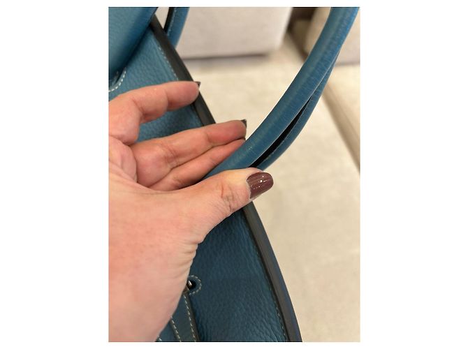 Hermès Birkin 35 in pelle Togo Blu Jean con palladio - vista 5