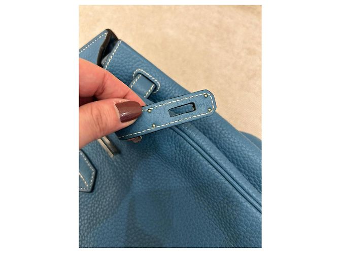 Hermès Birkin 35 in pelle Togo Blu Jean con palladio - vista 7