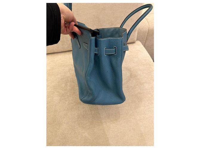 Hermès Birkin 35 in pelle Togo Blu Jean con palladio - vista 9