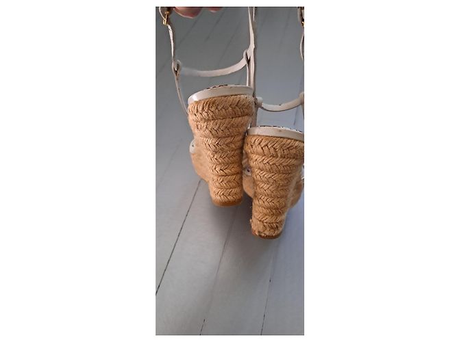 Sandali con zeppa Louis Vuitton Pelle Eggshell Bianco sporco - vista 2
