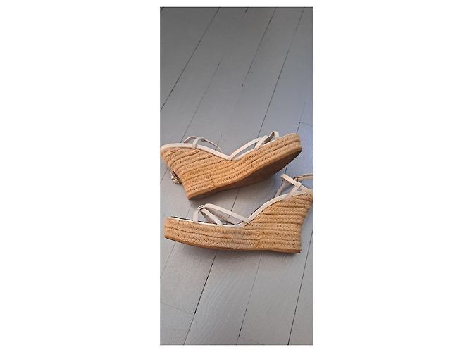 Sandali con zeppa Louis Vuitton Pelle Eggshell Bianco sporco - vista 4