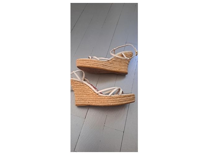 Sandali con zeppa Louis Vuitton Pelle Eggshell Bianco sporco - vista 5