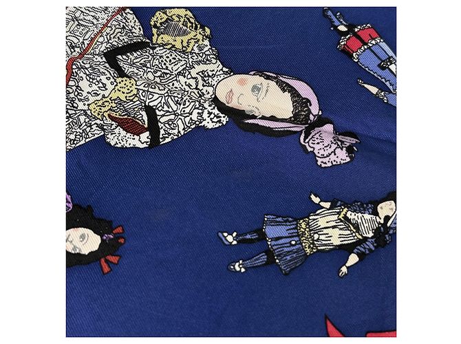 Foulard Hermès Carré 90 HELLO DOLLY Blu Multicolore - vista 4