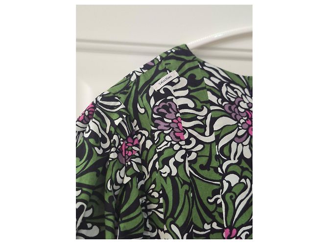 Max Mara Kleid mit grünen Blumen Pink Weiß - Ansicht 11