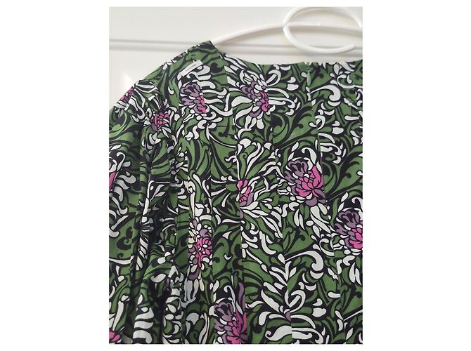 Max Mara Kleid mit grünen Blumen Pink Weiß - Ansicht 12