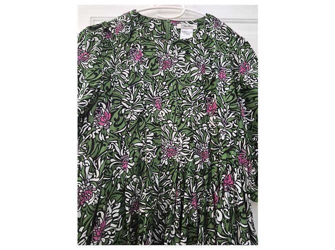 Max Mara Kleid mit grünen Blumen Pink Weiß - Ansicht 4