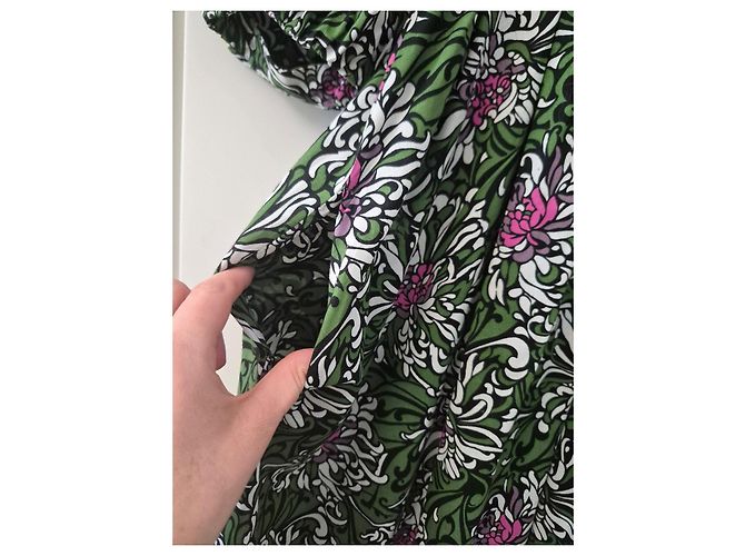 Max Mara Kleid mit grünen Blumen Pink Weiß - Ansicht 5