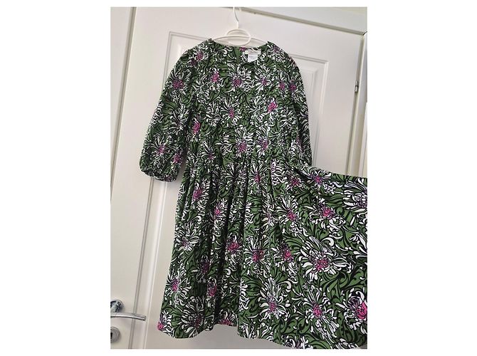 Max Mara Kleid mit grünen Blumen Pink Weiß - Ansicht 6