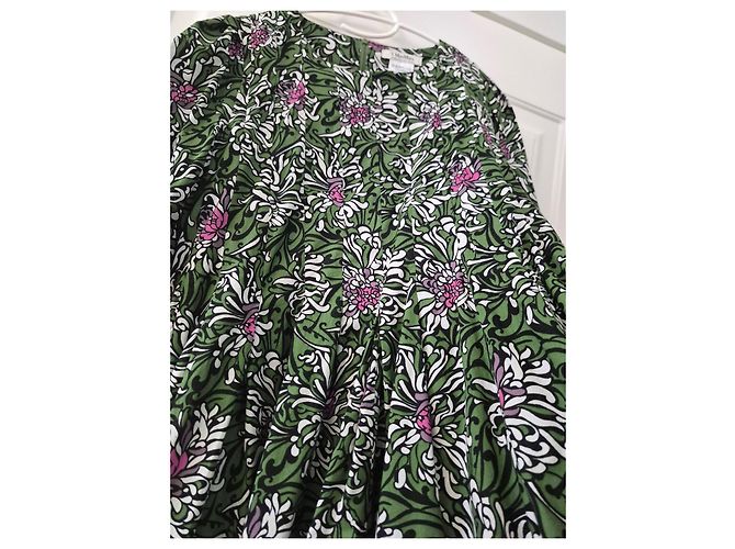 Max Mara Kleid mit grünen Blumen Pink Weiß - Ansicht 7