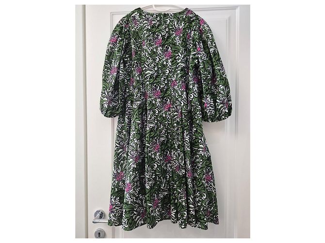Max Mara Kleid mit grünen Blumen Pink Weiß - Ansicht 8