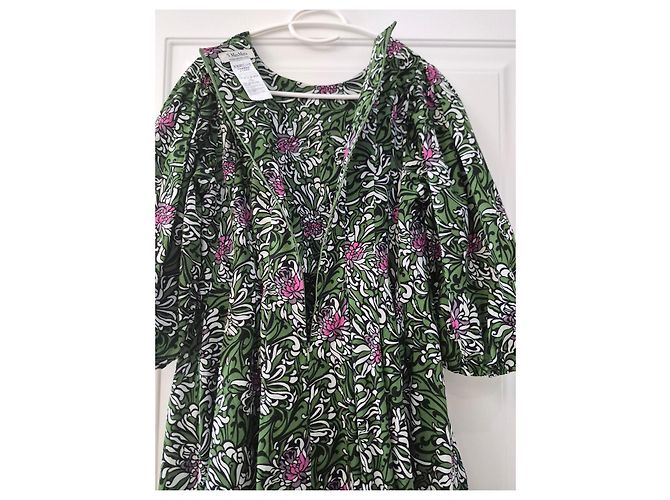 Max Mara Kleid mit grünen Blumen Pink Weiß - Ansicht 9