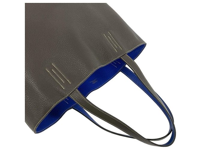 Borsa Tote Double Sens 45 Hermès Marrone Blu - vista 4