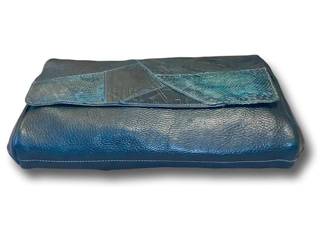 Pochette Prada in pelle blu - vista 11