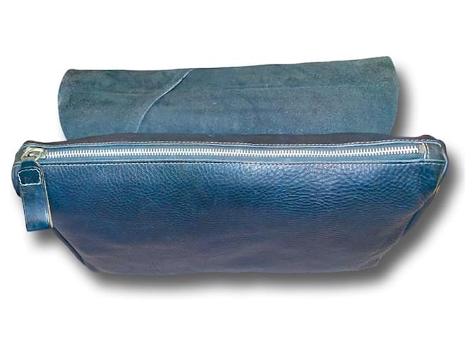 Pochette Prada in pelle blu - vista 4