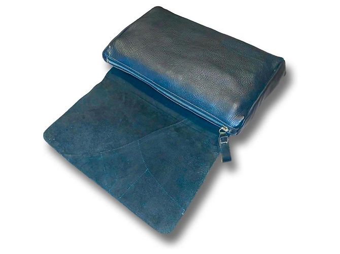Pochette Prada in pelle blu - vista 6