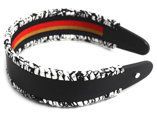 Accessorio per capelli in seta Swift Sellier Grace di Hermès Nero Bianco - vista 3