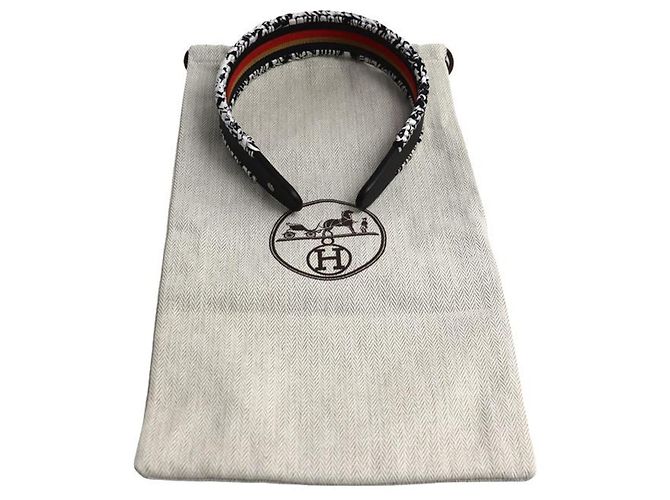 Accessorio per capelli in seta Swift Sellier Grace di Hermès Nero Bianco - vista 7