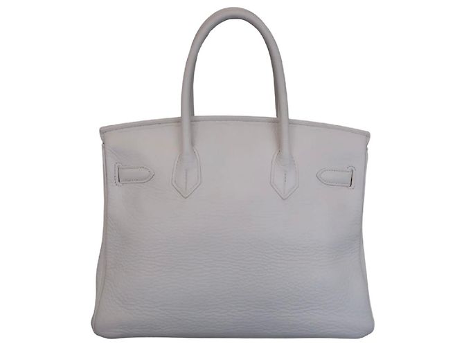 Borsa Hermès Birkin Taurillon Clemence 30 Bianco - vista 2