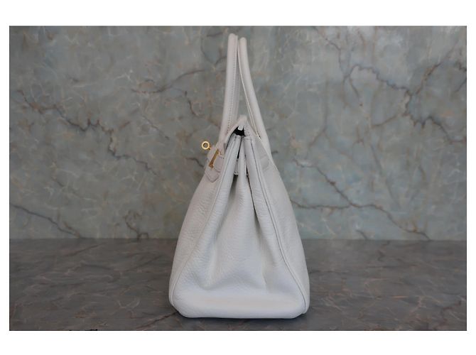 Borsa Hermès Birkin Taurillon Clemence 30 Bianco - vista 3