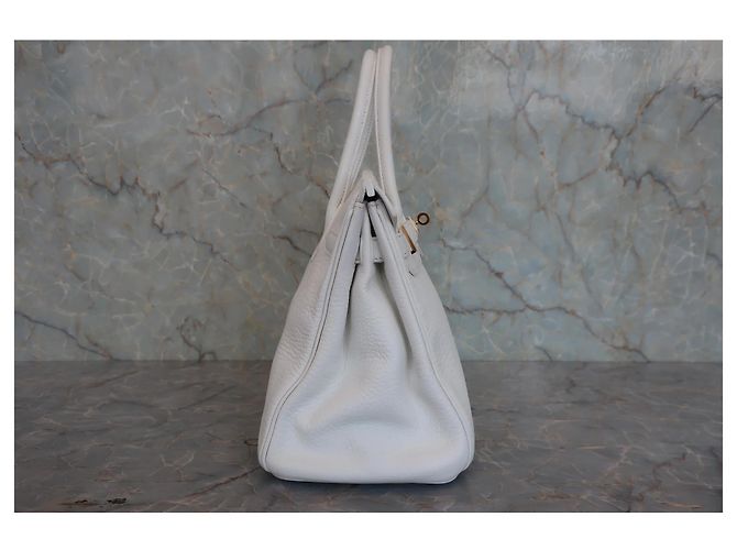 Borsa Hermès Birkin Taurillon Clemence 30 Bianco - vista 4