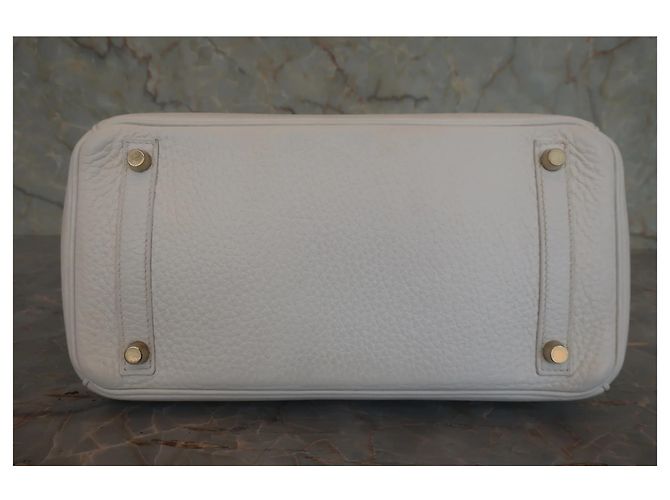 Borsa Hermès Birkin Taurillon Clemence 30 Bianco - vista 5