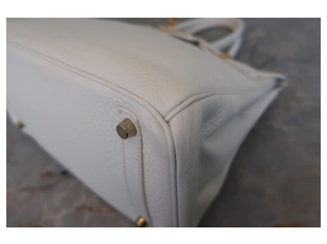 Borsa Hermès Birkin Taurillon Clemence 30 Bianco - vista 6