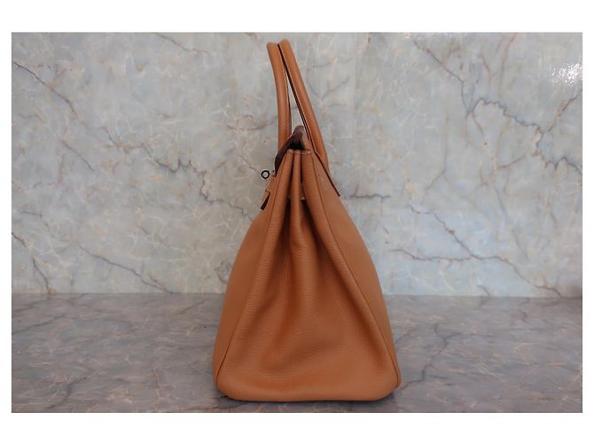 Borsa Hermès Birkin in vitello liscio marrone con hardware in palladio 35 - vista 3