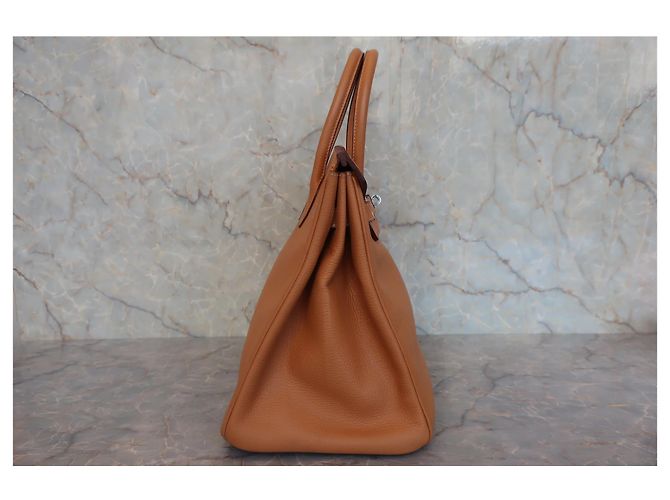 Borsa Hermès Birkin in vitello liscio marrone con hardware in palladio 35 - vista 4
