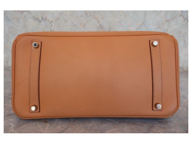 Borsa Hermès Birkin in vitello liscio marrone con hardware in palladio 35 - vista 5
