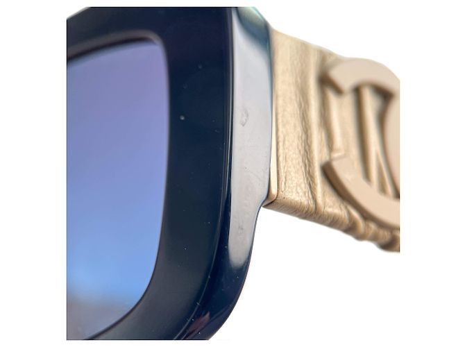 Timeless Chanel Occhiali da sole quadrati in acetato e pelle di vitello bicolore Multicolore - vista 11
