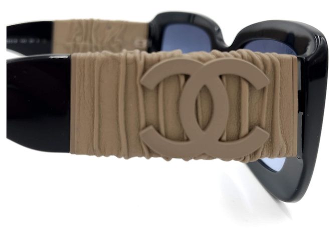 Timeless Chanel Occhiali da sole quadrati in acetato e pelle di vitello bicolore Multicolore - vista 7