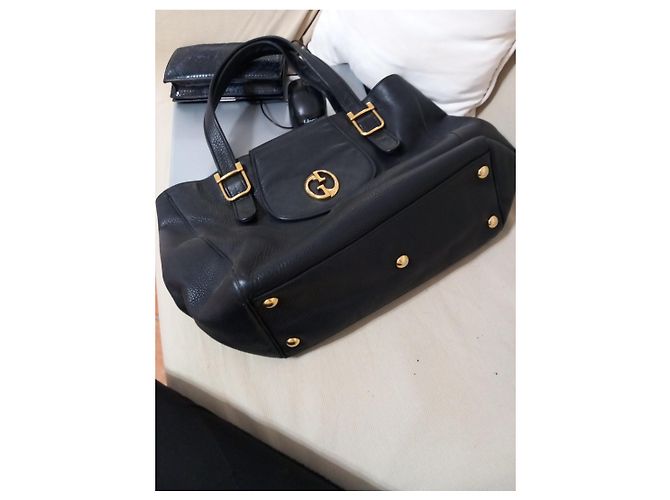 Borsa tote Gucci in pelle nera Nero - vista 8