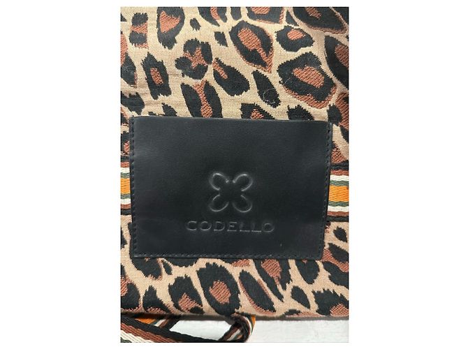 Autre Marque Codello - Borsa tote in tela e pelle con stampa leopardata Marrone Nero Arancione Stampa leopardo - vista 2